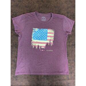 Girls With Guns Womens XL Burgandy American Flag Deer Graphic T-Shirt‎ Heathered